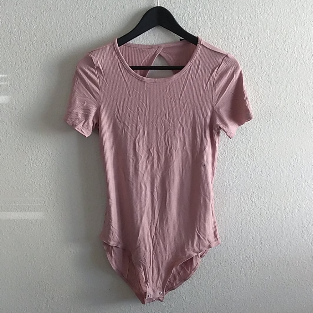 AE Ribbed Blush Pink Keyhole Bodysuit Bodycon